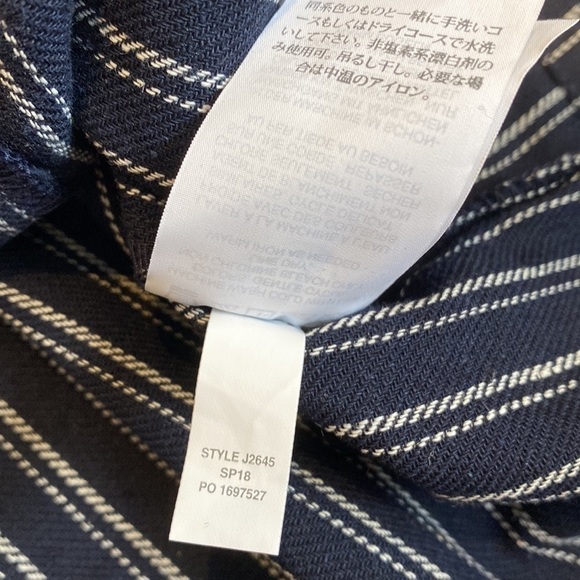 J. Crew Point Sur Freddie navy blue pinstriped back bow linen blend top sz 0 NWT - Picture 8 of 8